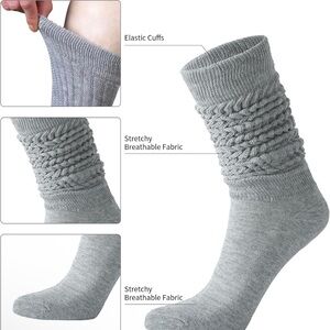 3 Pairs Women’s gray Slouch Socks Scrunch Socks  Size 9-11